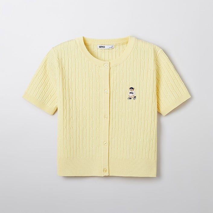  Áo Thun Len SPAO [Nữ] - Woody Cable Crop Cardigan Yellow - SPCKF24G51 