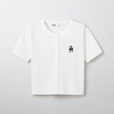  Áo Thun Len SPAO [Nữ] - Woody Cable Crop Cardigan White - SPCKF24G51 