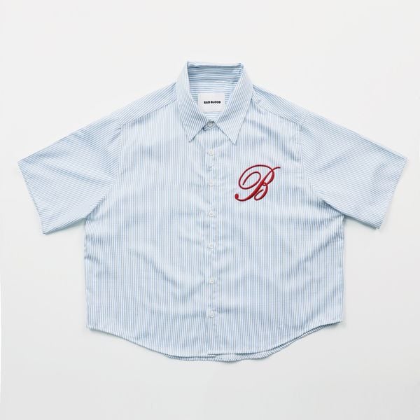 Áo Sơ Mi [Unisex] Badblood - [w-sht24-014] Classic Logo Blue/Stripes