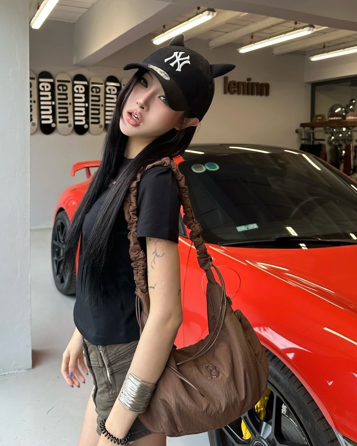  Túi Xách MLB Korea - Basic Athleisure Hobo Bag Boston - 3ABQA015N-43BRN 
