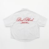  Áo Sơ Mi [Unisex] Badblood - [w-sht24-012] Classic Logo Short Sleeve Shirt White/Stripes 