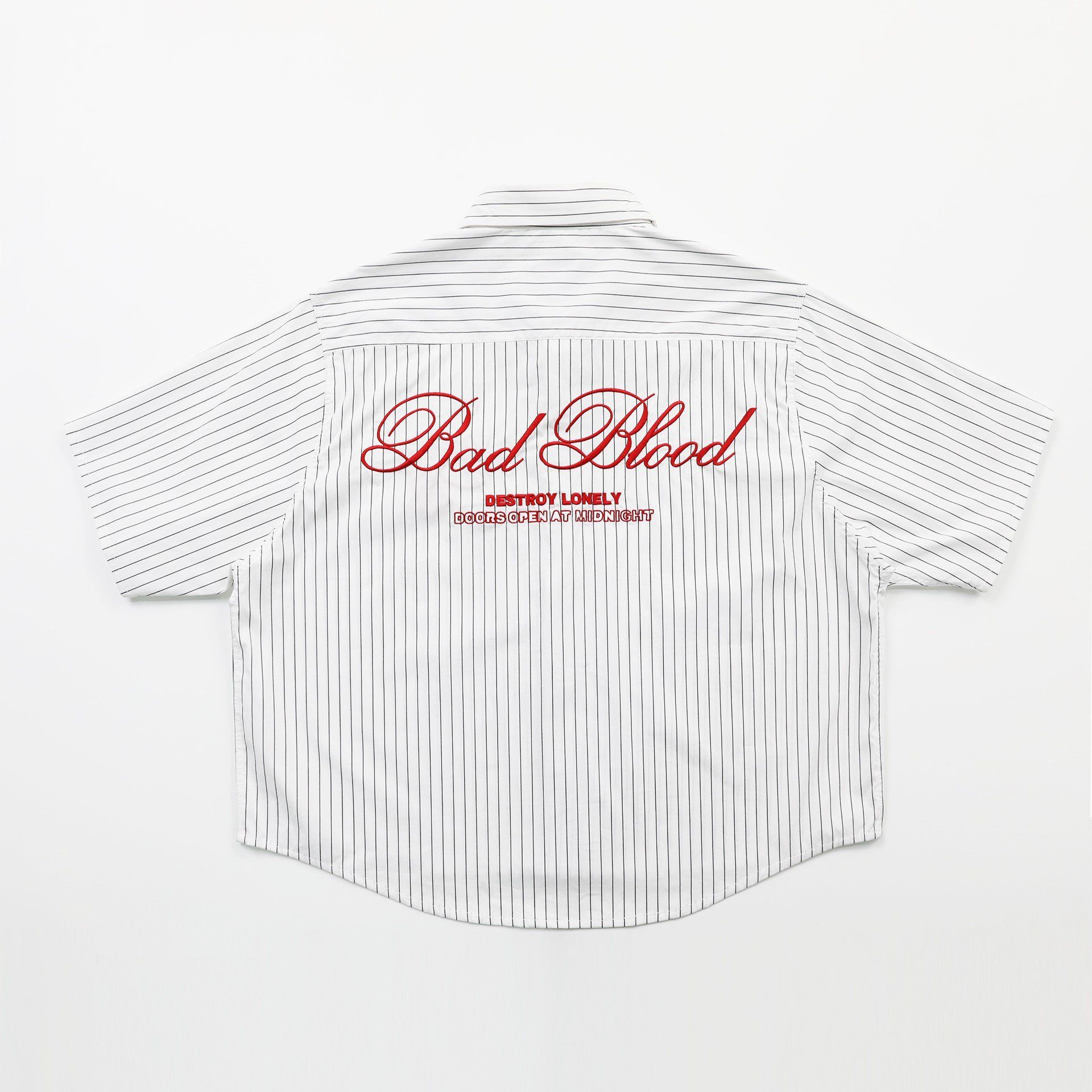  Áo Sơ Mi [Unisex] Badblood - [w-sht24-012] Classic Logo Short Sleeve Shirt White/Stripes 