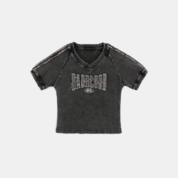 Áo Thun [Unisex] Badblood - [w-tee25-011] Rusty Denim V-Neck T-Shirt Black
