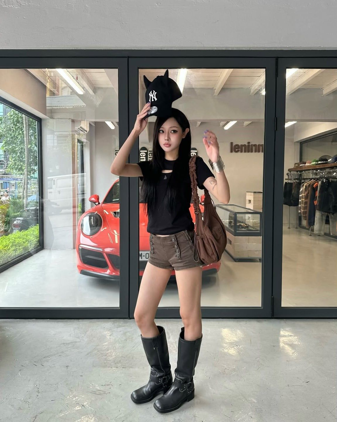  Túi Xách MLB Korea - Basic Athleisure Hobo Bag Boston - 3ABQA015N-43BRN 