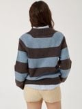  Áo Sweater Whoau Bokashi Stripe Collar Pullover Brown - WHKAF4T32F 