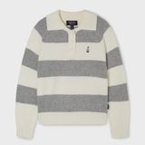  Áo Sweater Whoau Bokashi Stripe Collar Pullover Ivory - WHKAF4T32F 