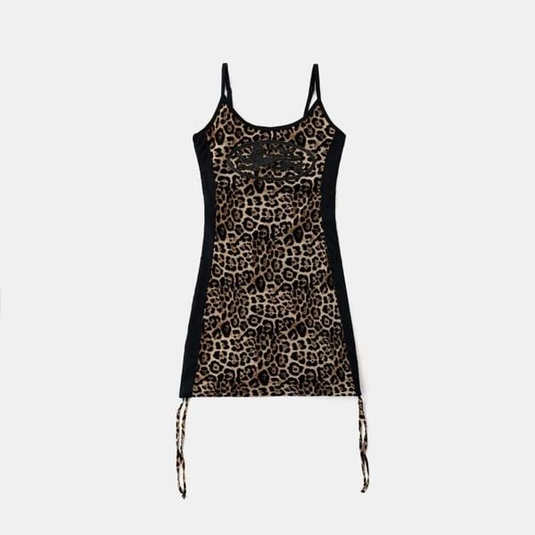 Váy [Nữ] Badblood - [w-drs25-002] Mystic String Mini Dress Brown Leopard