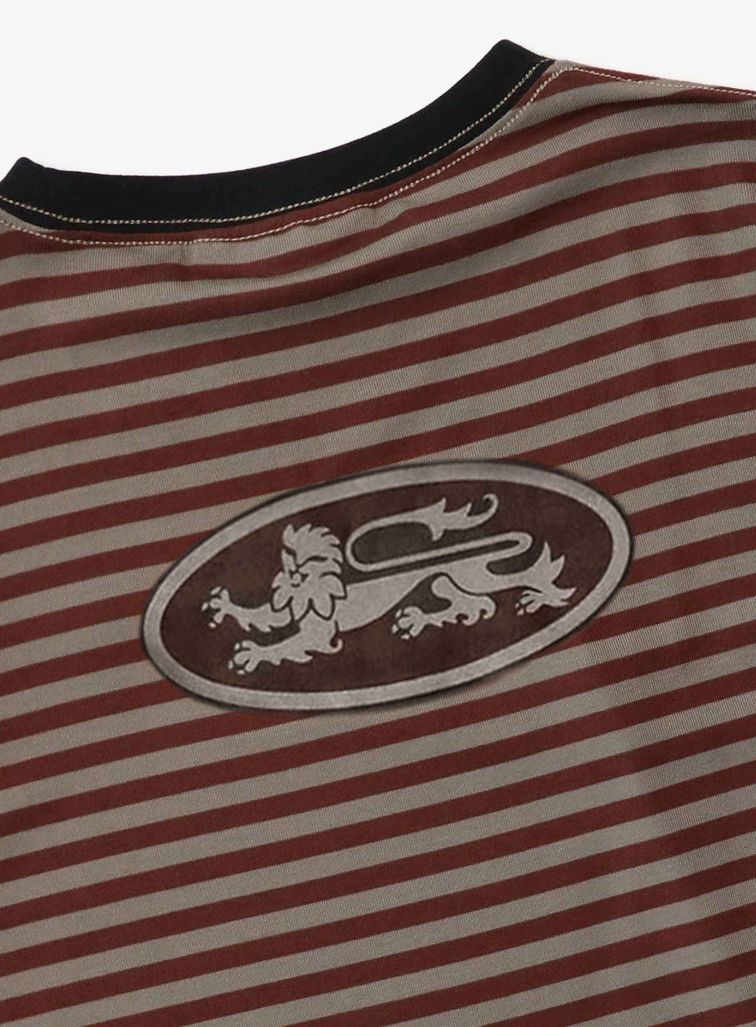  Áo Thun [Unisex] Badblood - [w-tee25-101] Tiny Logo Jersey Ringer T-Shirt Brown/Stripe 