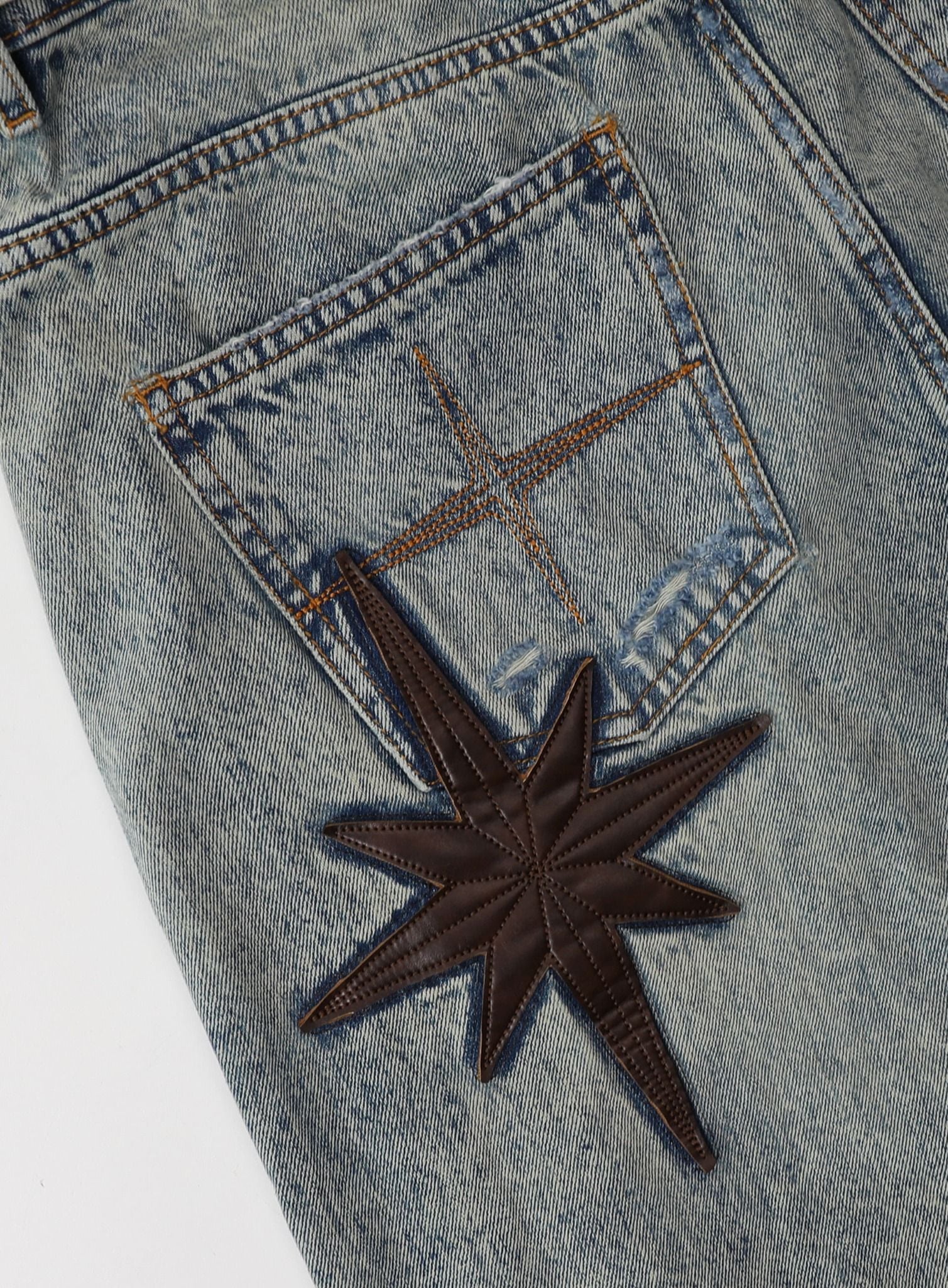  Quần Lửng [Unisex] Badblood - [w-srt25-030] Convex Denim Long Bermuda Pants - Light Blue 