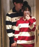  Áo Sweater Whoau Steve Stripe Open Collar Pullover - WHKAF4923U 
