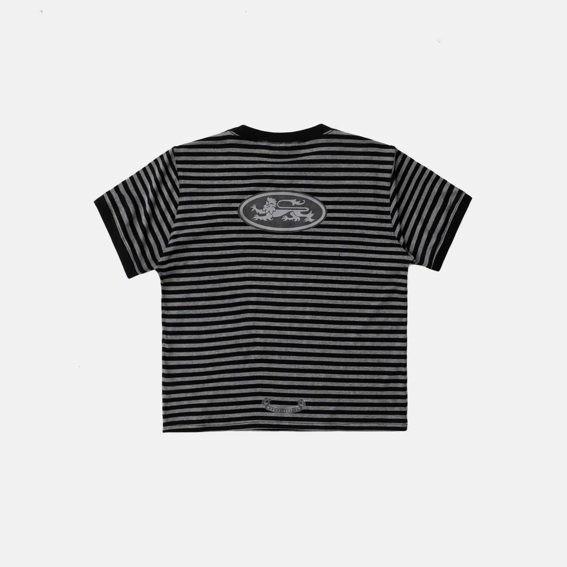  Áo Thun [Unisex] Badblood - [w-tee25-102] Tiny Logo Jersey Ringer T-Shirt Black/Stripe 