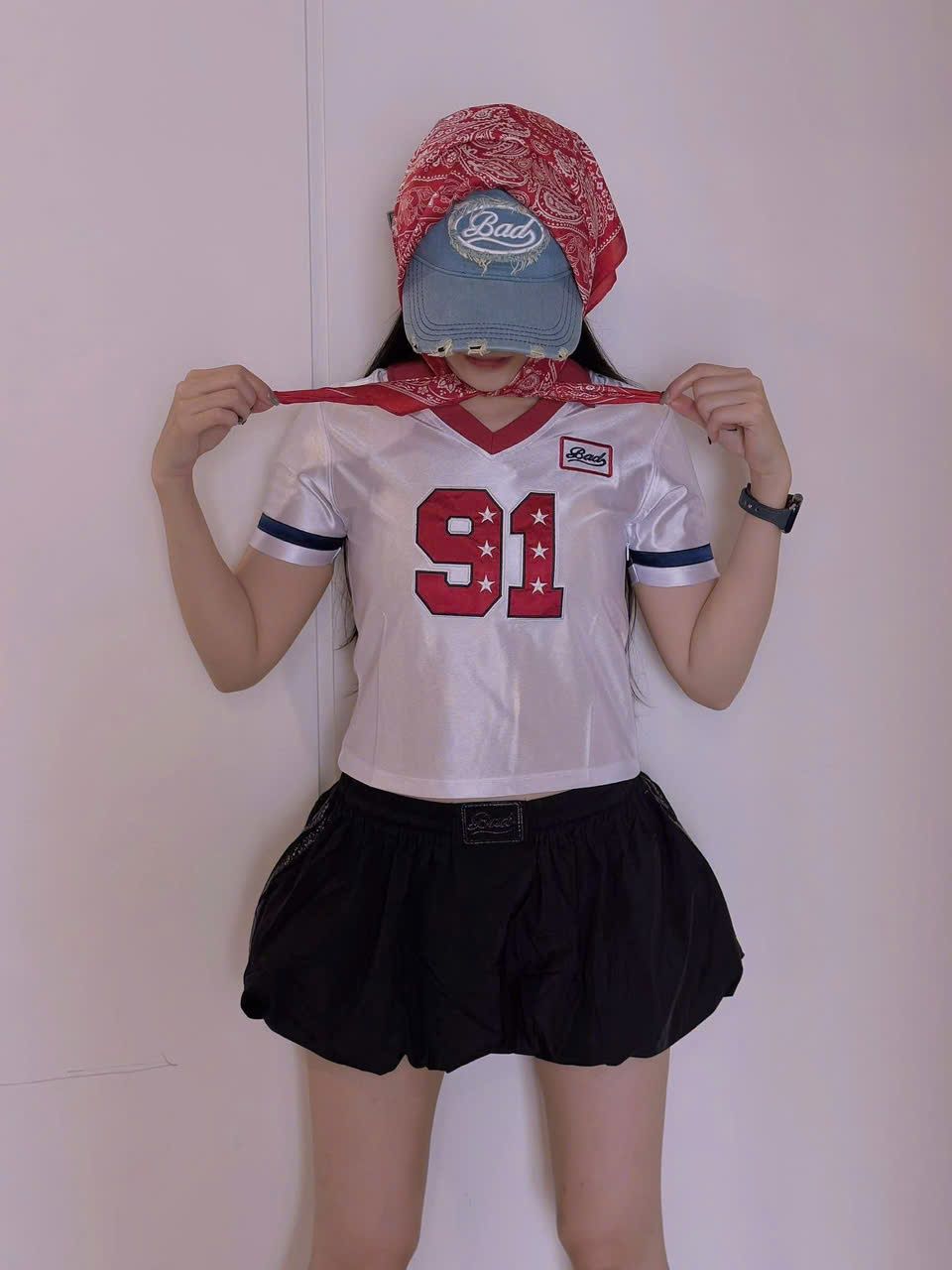  Áo Thun [Unisex] Badblood - [w-tee24-065] 91 Slim Fit Football Jersey White 