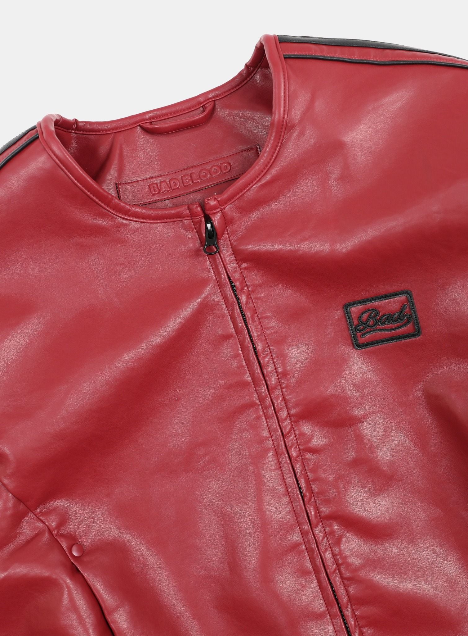  Áo Khoác [Unisex] Badblood - [w-jkt24-059] Billy Leather Collarless Jacket - Red 