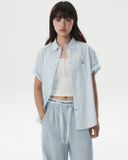  Áo Sơ Mi WHOAU [Unisex] - Steve Loose Fit Short Sleeve Shirts Blue - WHYAG2511F 