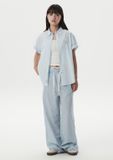  Áo Sơ Mi WHOAU [Unisex] - Steve Loose Fit Short Sleeve Shirts Blue - WHYAG2511F 