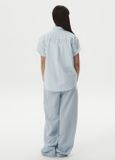  Áo Sơ Mi WHOAU [Unisex] - Steve Loose Fit Short Sleeve Shirts Blue - WHYAG2511F 