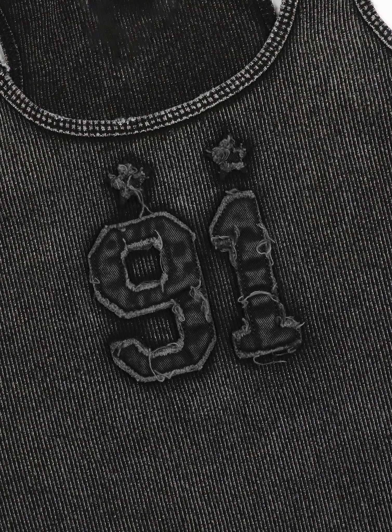  Áo Croptop [Nữ] Badblood - [w-tnk25-008] Rusty Denim Tank Top Black 