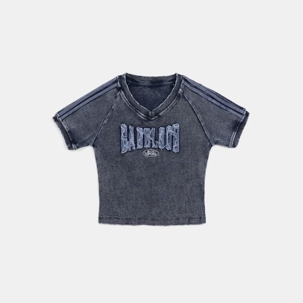 Áo Thun [Unisex] Badblood - [w-tee25-010] Rusty Denim V-Neck T-Shirt Blue