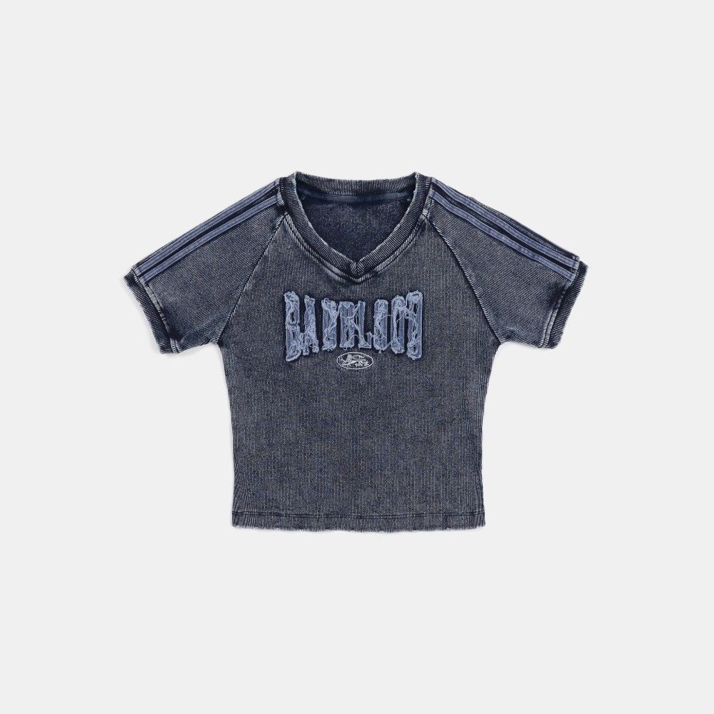  Áo Thun [Unisex] Badblood - [w-tee25-010] Rusty Denim V-Neck T-Shirt Blue 