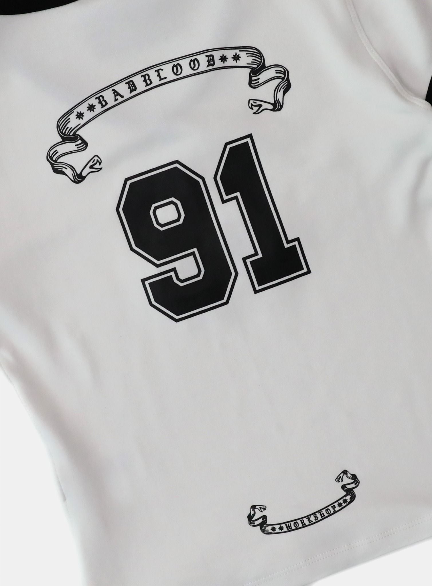  Áo Thun [Unisex] Badblood - [w-tee25-108] 91 V-Neck Jersey T-Shirt - White 