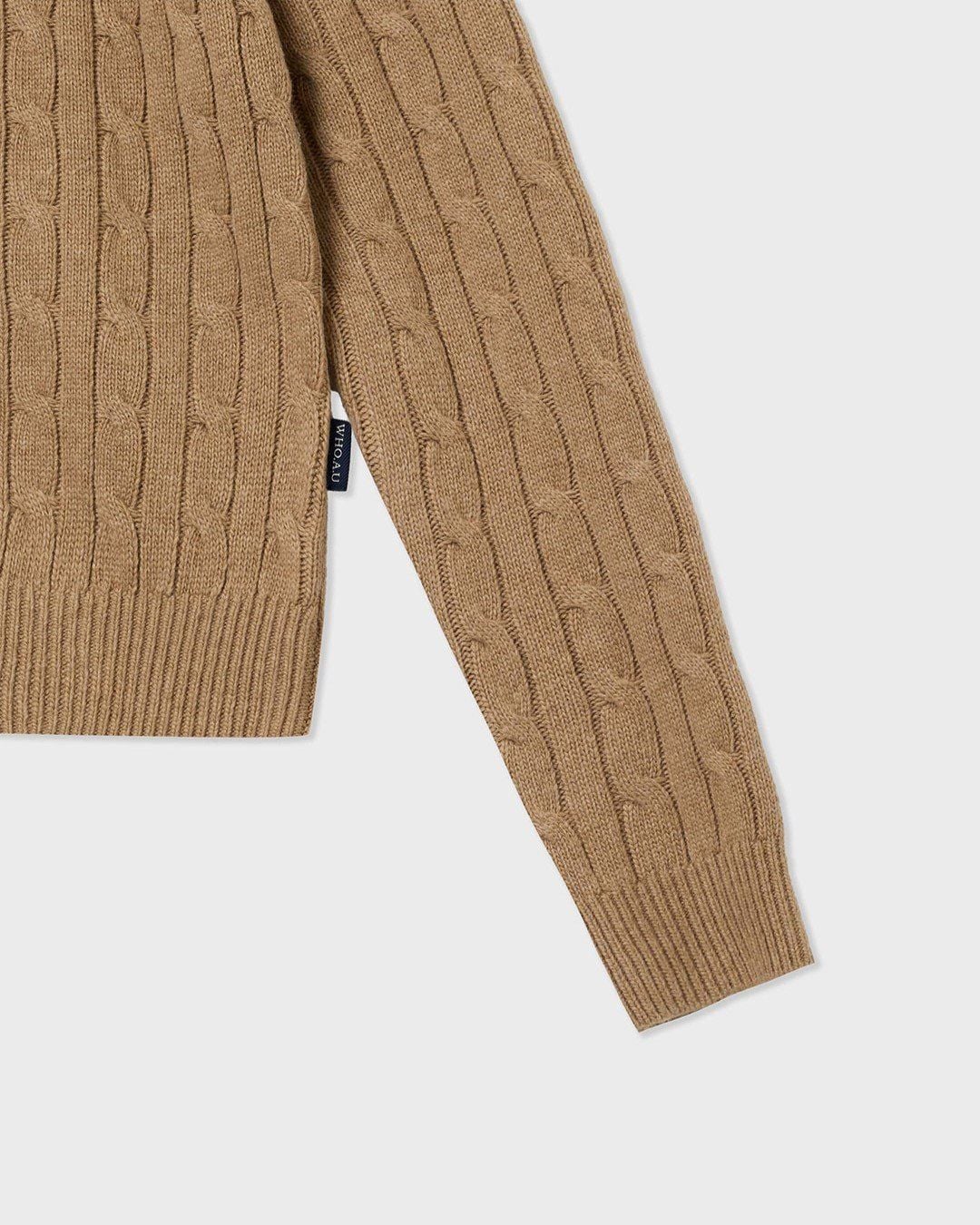  Áo Cardigan WHOAU [Nữ]- Steve Cable Cardigan Beige - WHCKF4901F 