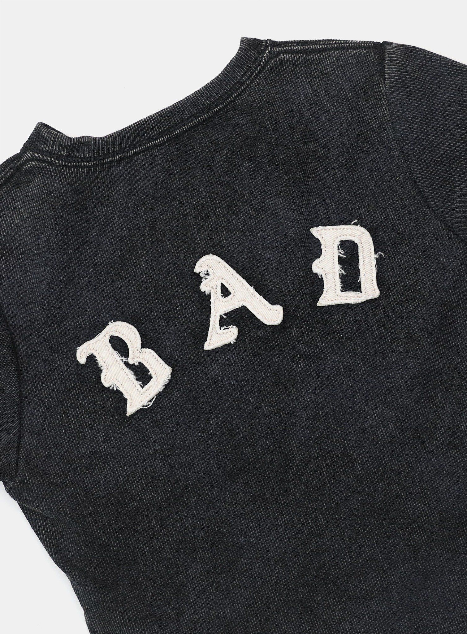  Áo Thun [Unisex] Badblood - [w-tee25-033] Lion Patch Short Sleeve Slim Fit Washed Black 