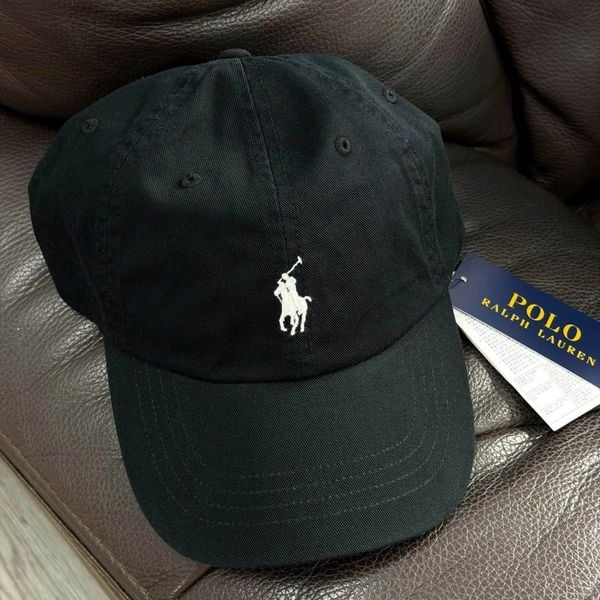 Nón Polo Ralph Lauren - [Unisex] Cotton Chino White Logo Black