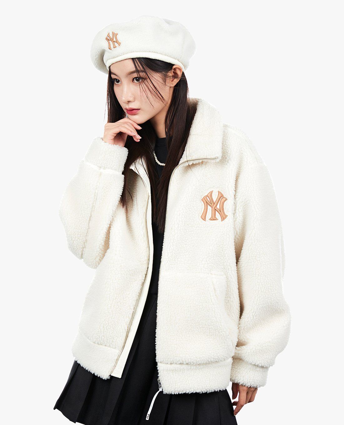  Áo Khoác Lông MLB - Basic Mega Logo Cream - 3AFDB0326-50CRS 