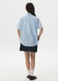 Áo Sơ Mi WHOAU [Unisex] - Steve Loose Fit Short Sleeve Shirts Stripe Blue - WHYAG2511F 