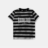  Áo Thun [Unisex] Badblood - [w-tee25-066] Curved Logo Dusty Stripe T-Shirt Black/Grey 