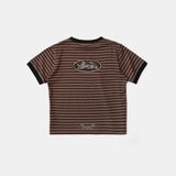  Áo Thun [Unisex] Badblood - [w-tee25-101] Tiny Logo Jersey Ringer T-Shirt Brown/Stripe 