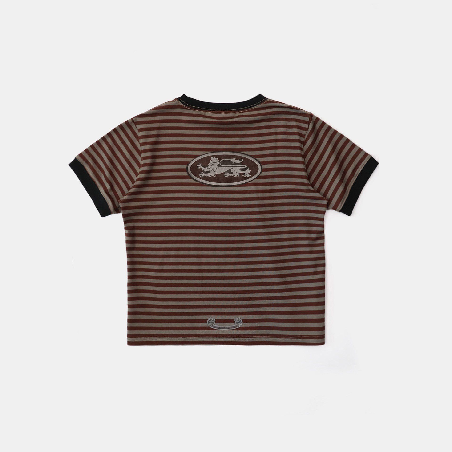  Áo Thun [Unisex] Badblood - [w-tee25-101] Tiny Logo Jersey Ringer T-Shirt Brown/Stripe 