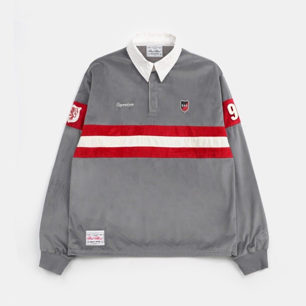  Áo Sweater [Unisex] Badblood - [w-sweatshirt24-016] Badblood Sports Velvet Rugby Shirt - Grey 