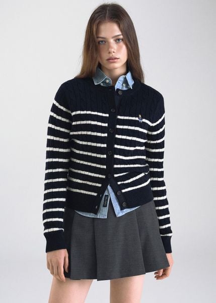 Áo Cardigan WHOAU [Nữ]- Steve Cable Cardigan Navy - WHCKF4901F