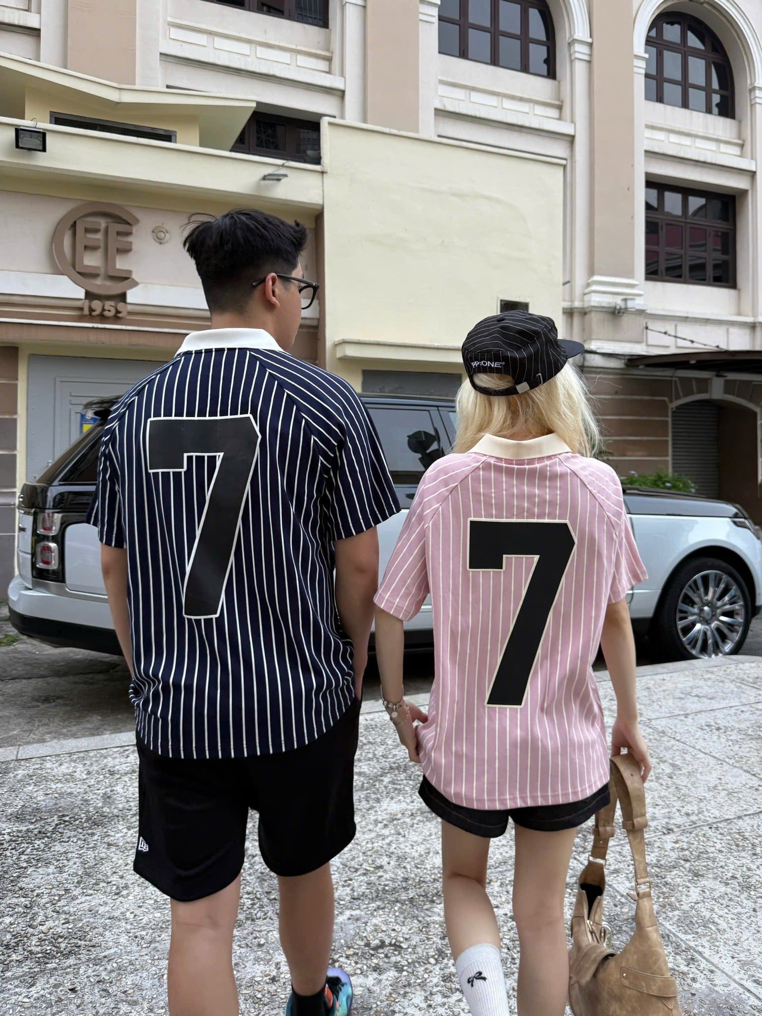  Áo Thun Polo New Era - [Unisex] NY 7 Stripe Pink/White 
