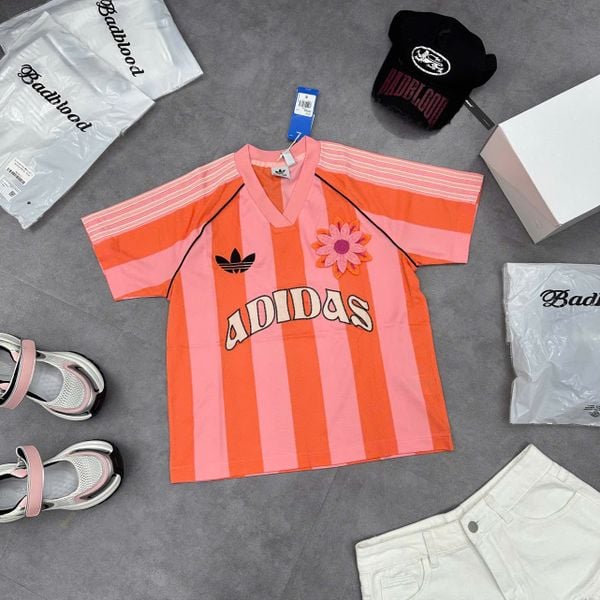 Áo Thun Bóng Đá ADIDAS [Nữ] Kẻ Sọc Cam
