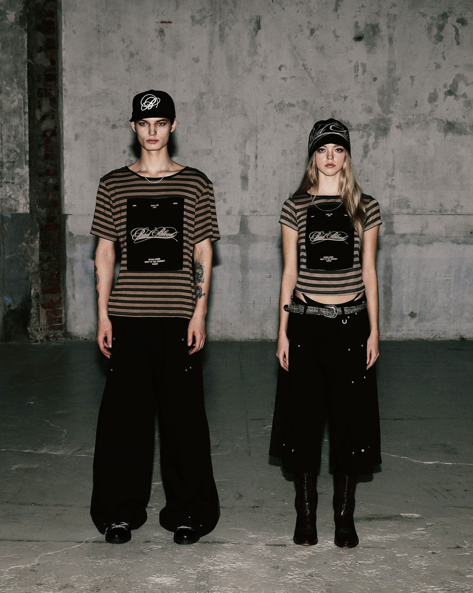 Áo Thun [Unisex] Badblood - [w-tee25-059] Dark Classic Stripe T-Shirt Tobacco/Brown 