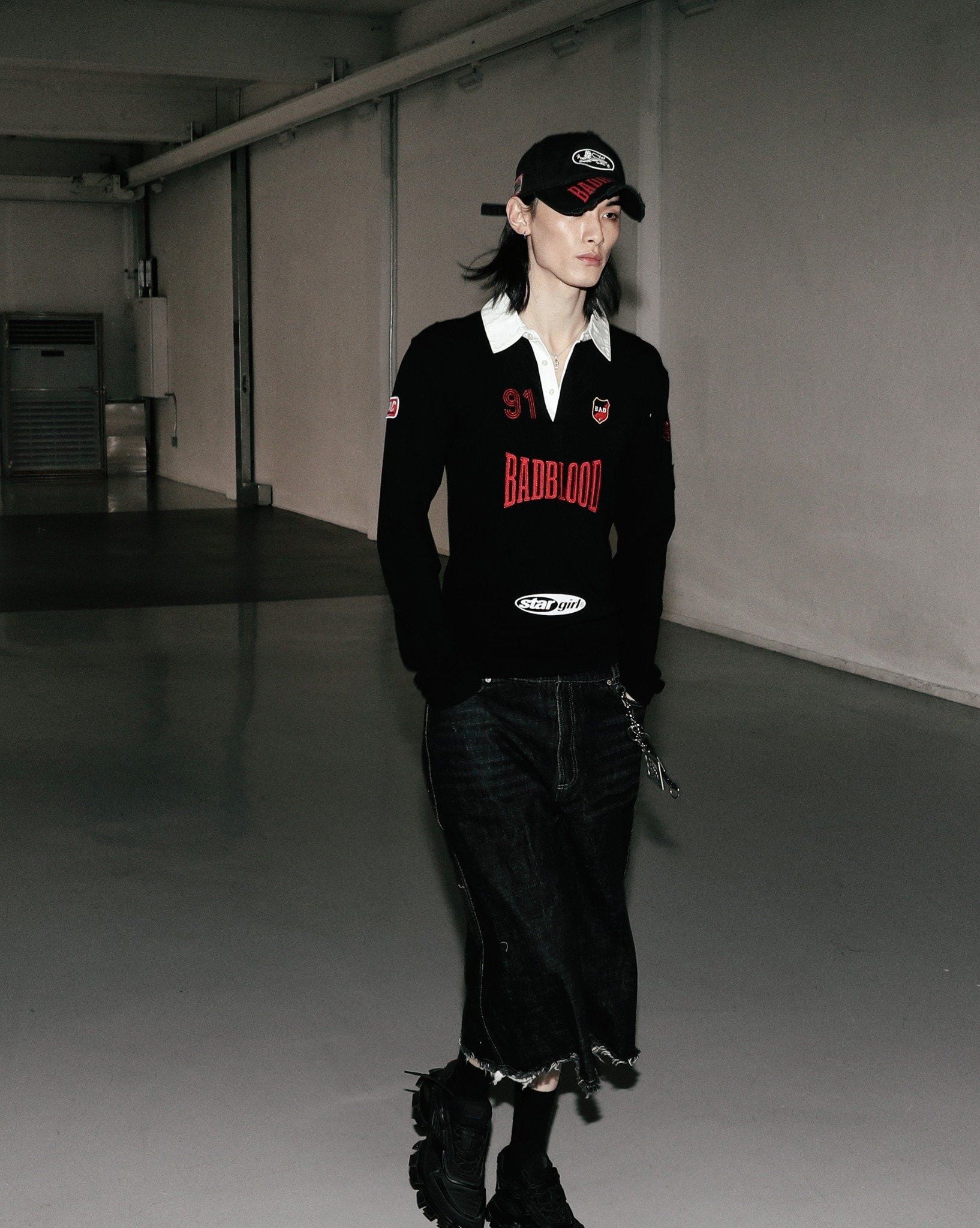  Áo Thun Dài Tay [Unisex] Badblood - [w-tee25-036] Mystic Capsule Rugby Shirt Slim Fit Black 