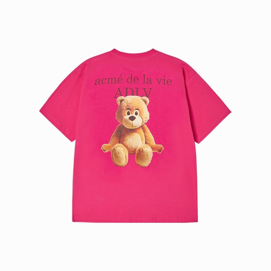  Áo thun [Unisex] ADLV - Acmédelavie AC Bear Basic Logo Pink 
