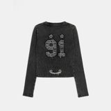  Áo Thun Dài Tay [Unisex] Badblood - [w-tee25-015] Rusty Denim Muscle Long Sleeve Black 