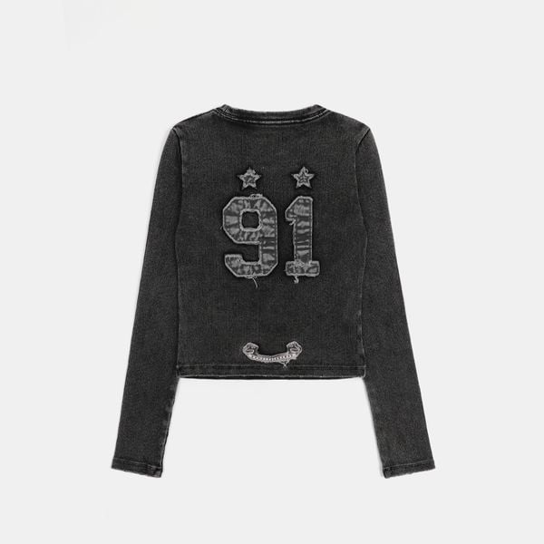 Áo Thun Dài Tay [Unisex] Badblood - [w-tee25-015] Rusty Denim Muscle Long Sleeve Black