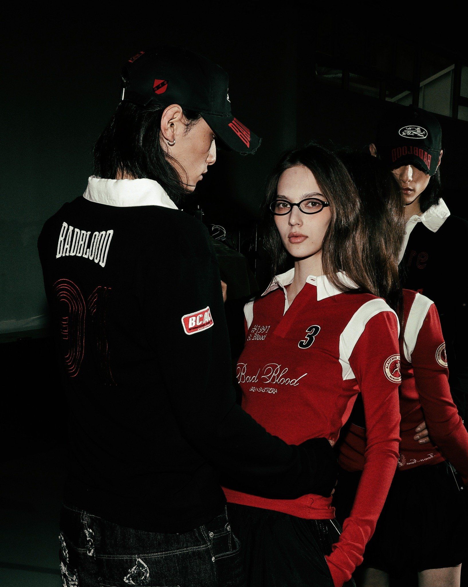  Áo Thun Dài Tay [Unisex] Badblood - [w-tee25-037] Saint Blood Rugby Shirt Slim Fit Red 