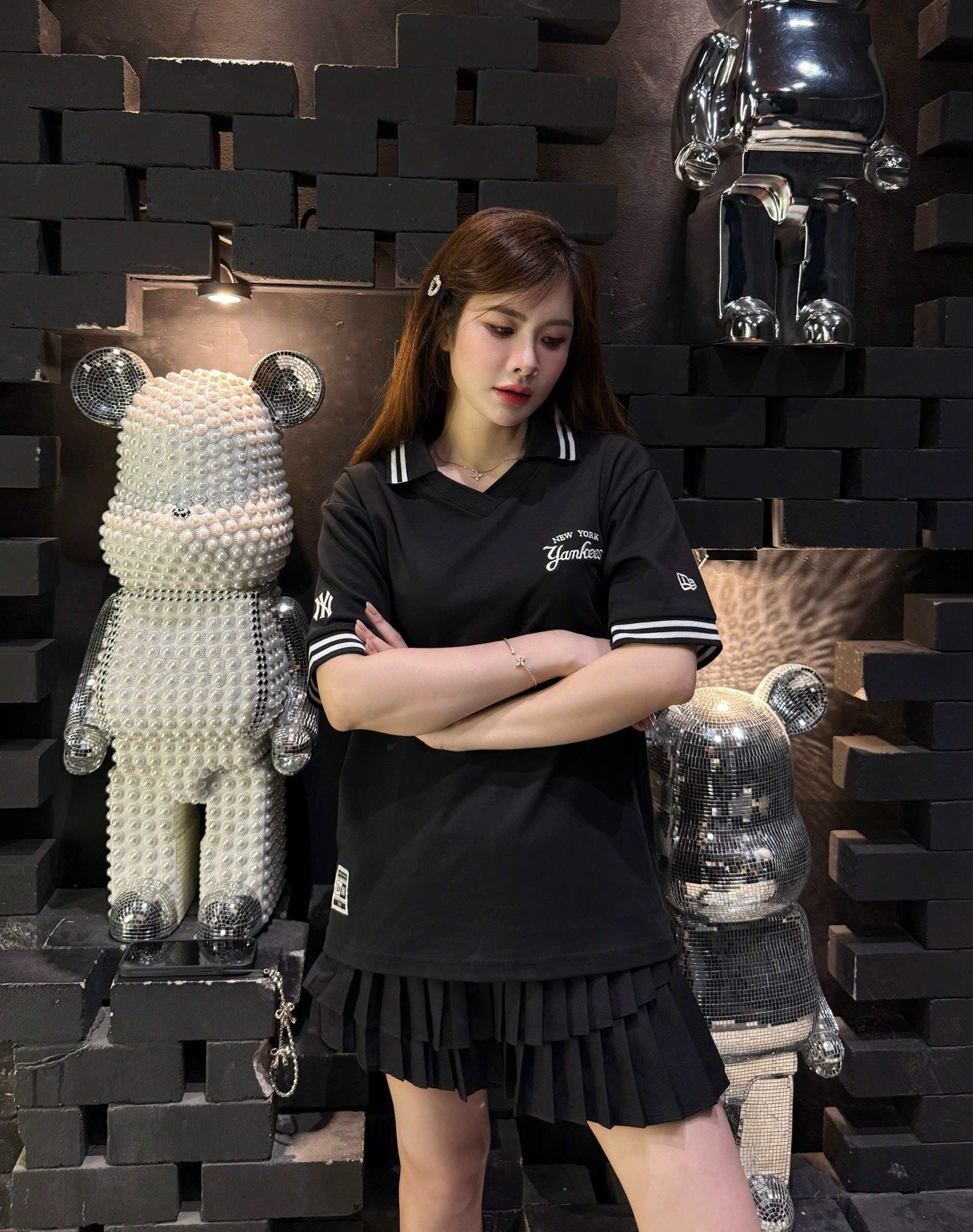  Áo Thun Polo New Era - [Unisex] NY Yankees Basic Logo Polo - Black 