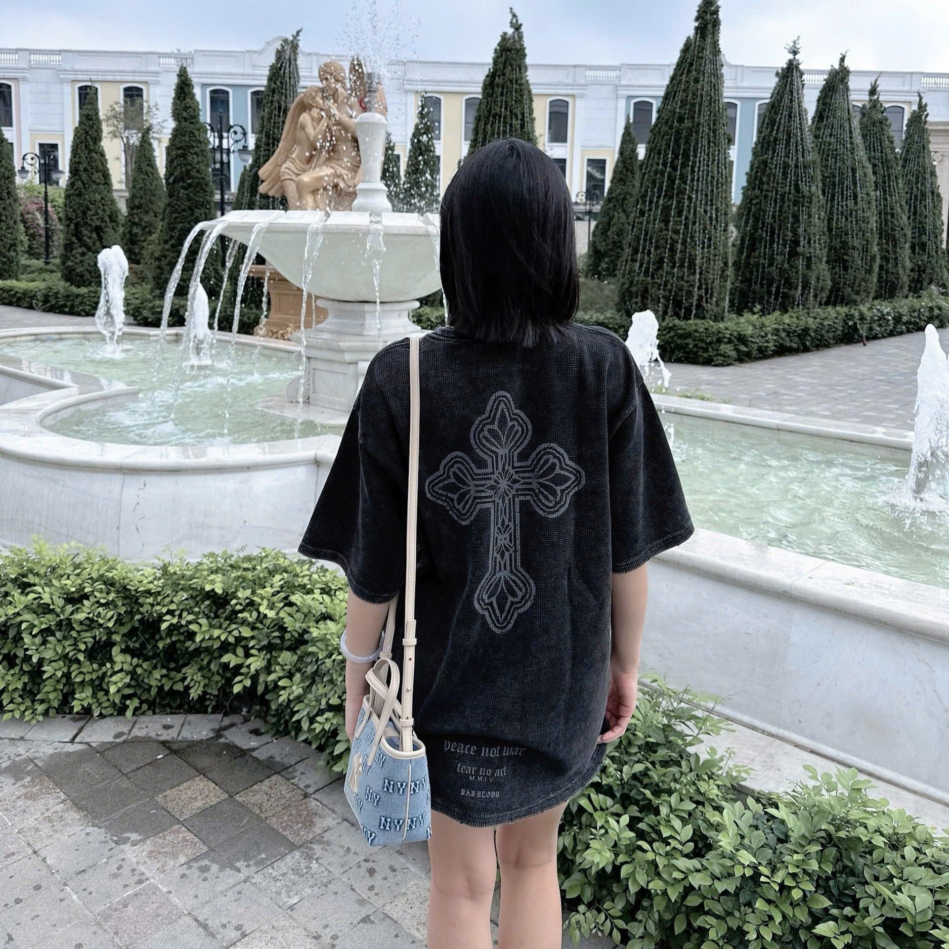  Áo Thun [Unisex] Badblood - [w-tee25-151] PEACE NOT WAR Dusty Black 