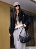  Túi Xách MLB Korea - Basic Vintage Logo Hobo Bag NY Yankees - 3ABQV026N-50BKS 