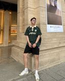  Áo Thun Polo New Era - [Unisex] NY Stripe Middle Logo Green/White 