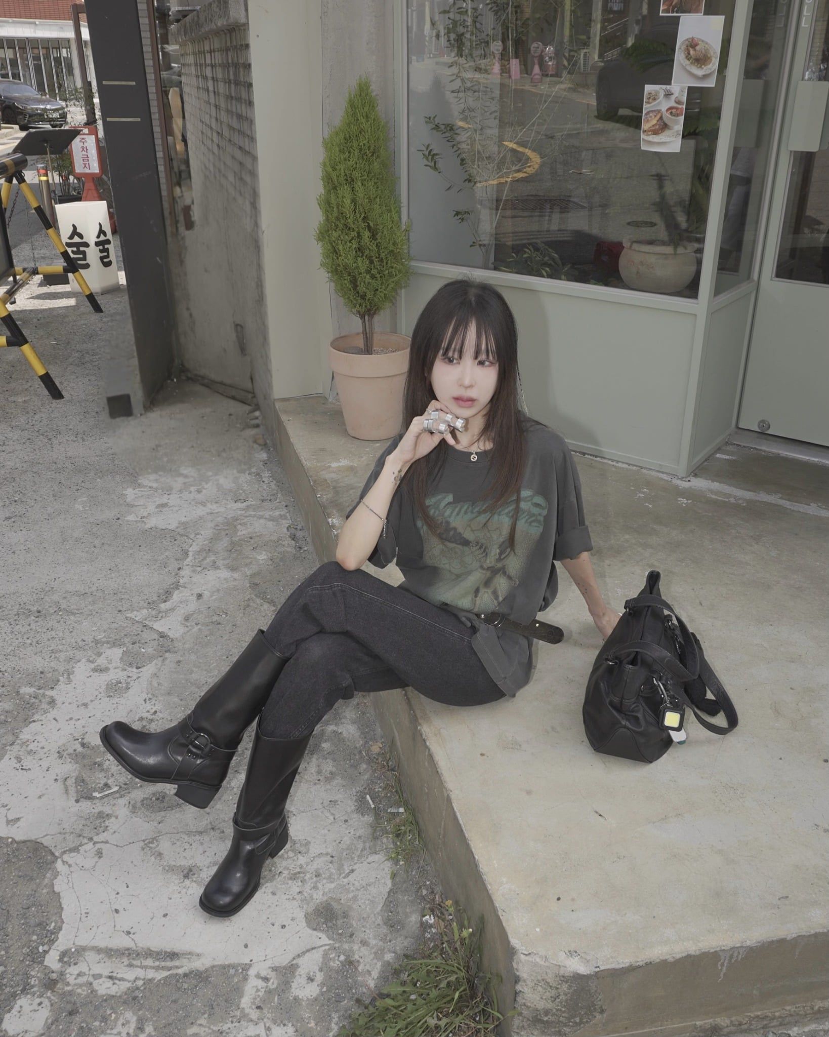  Áo thun [Unisex] ADLV - Acmédelavie Pigment Shooting Alien Charcoal 