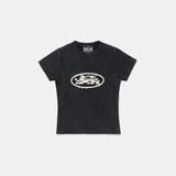  Áo Thun [Unisex] Badblood - [w-tee25-033] Lion Patch Short Sleeve Slim Fit Washed Black 