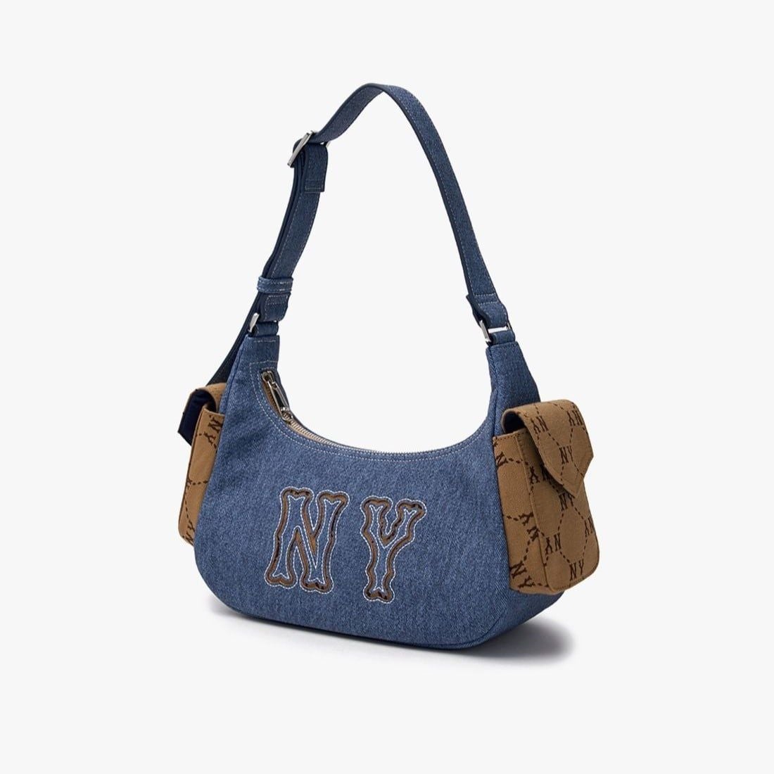  Túi Xách MLB Korea - Dia Mono Megalogo Denim Cargo Bag NY Yankees Indigo - 3ABQM134N-50INS 