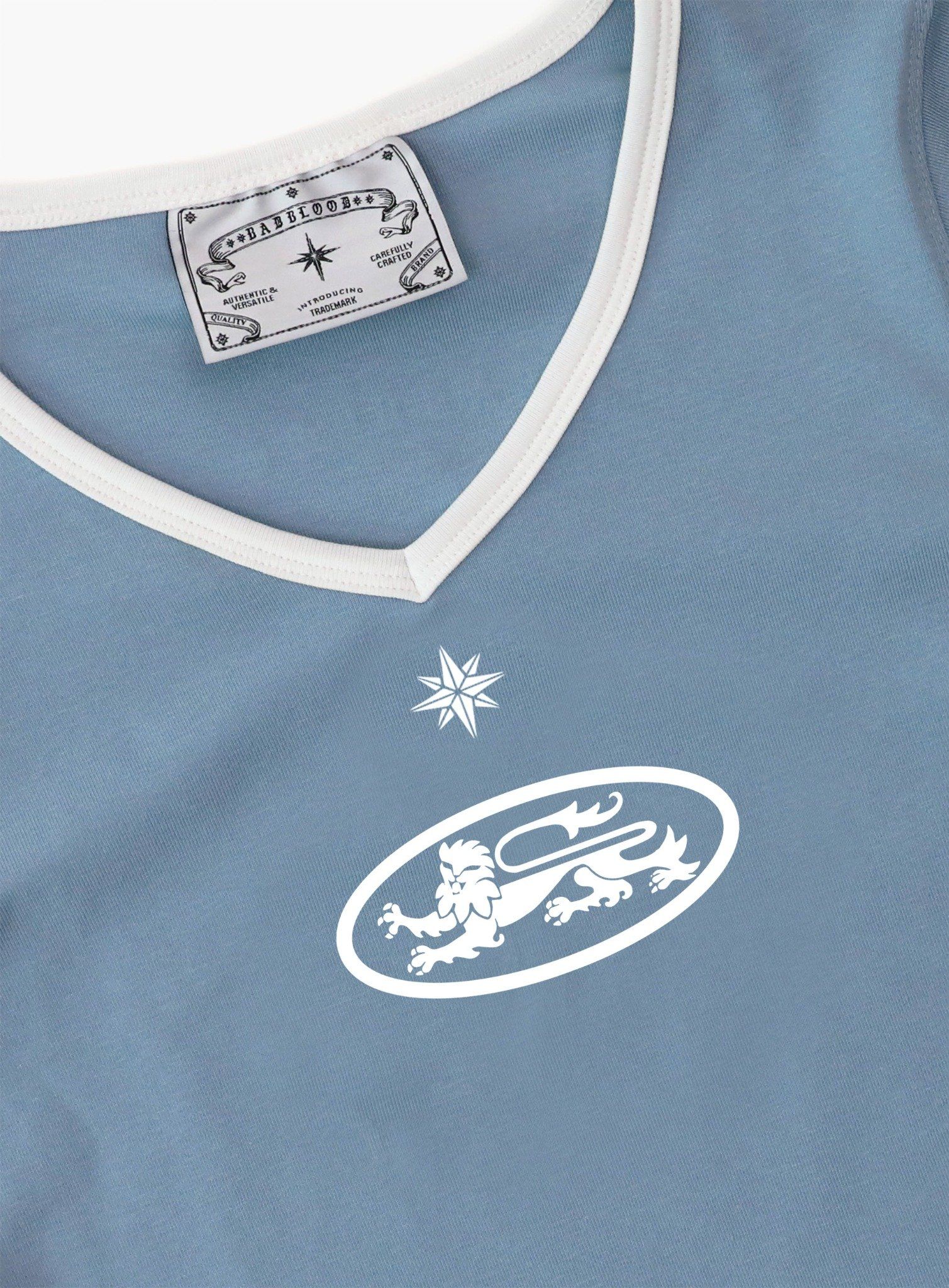  Áo Thun [Unisex] Badblood - [w-tee25-109] 91 V-Neck Jersey T-Shirt Light Blue 